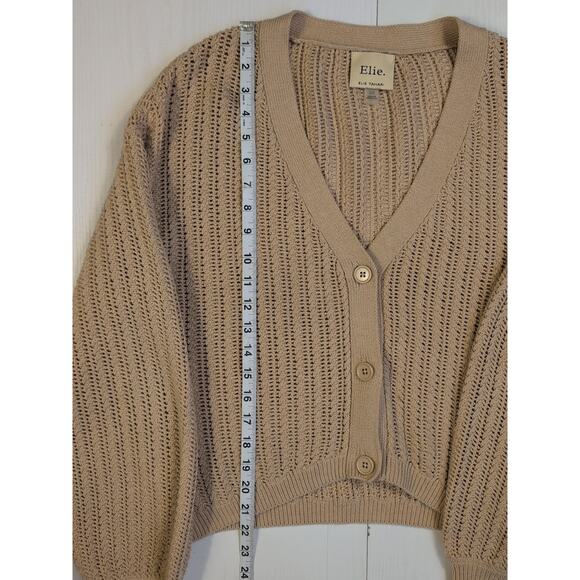 Elie Tahari Women’s V-Neck Button Front Cardigan Sweater Beige L – Long Sleeve K - Picture 9 of 13